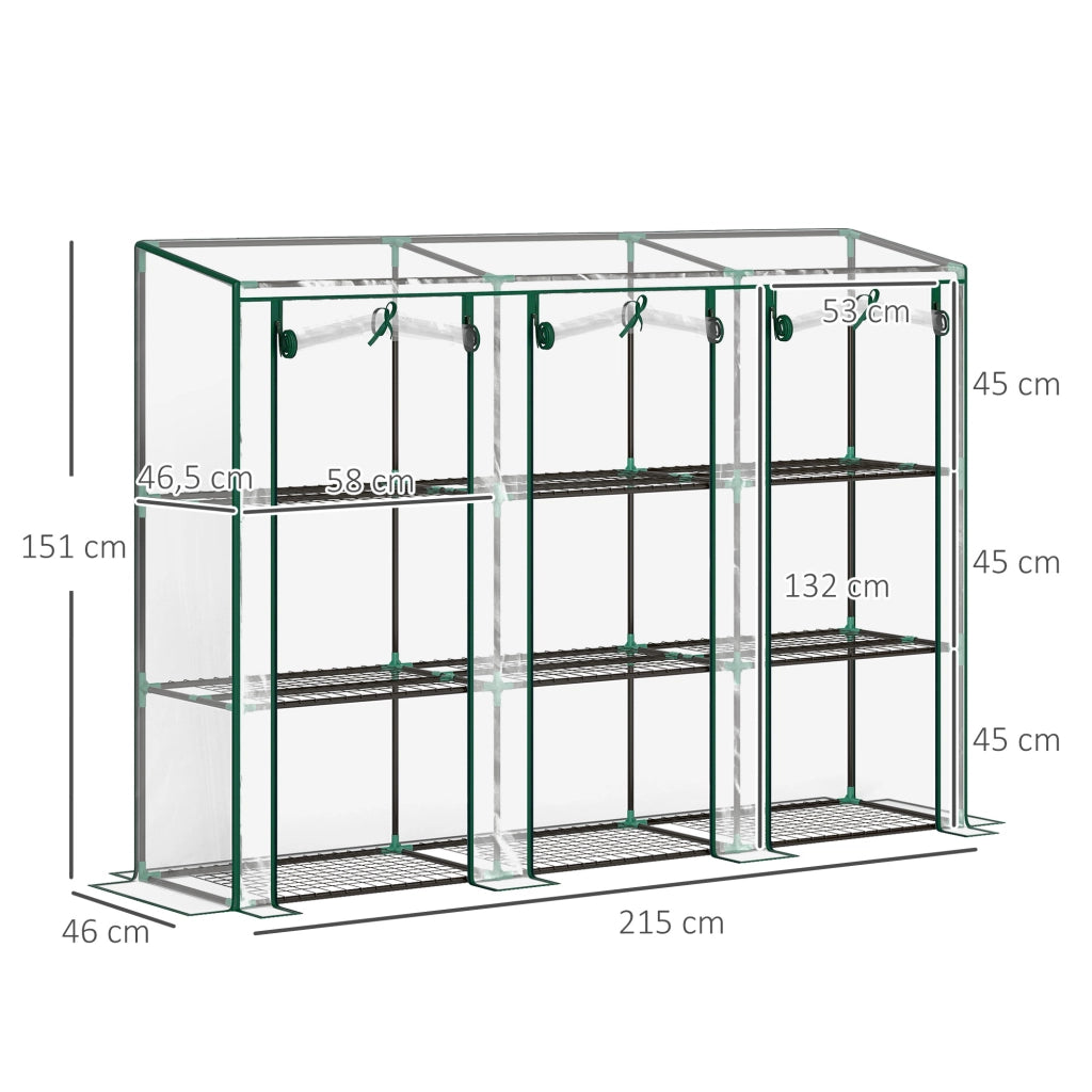 Serra da balcone 3 porte ¨C Minimal ¨C 215x46x151 cm trasparente con ripiani
