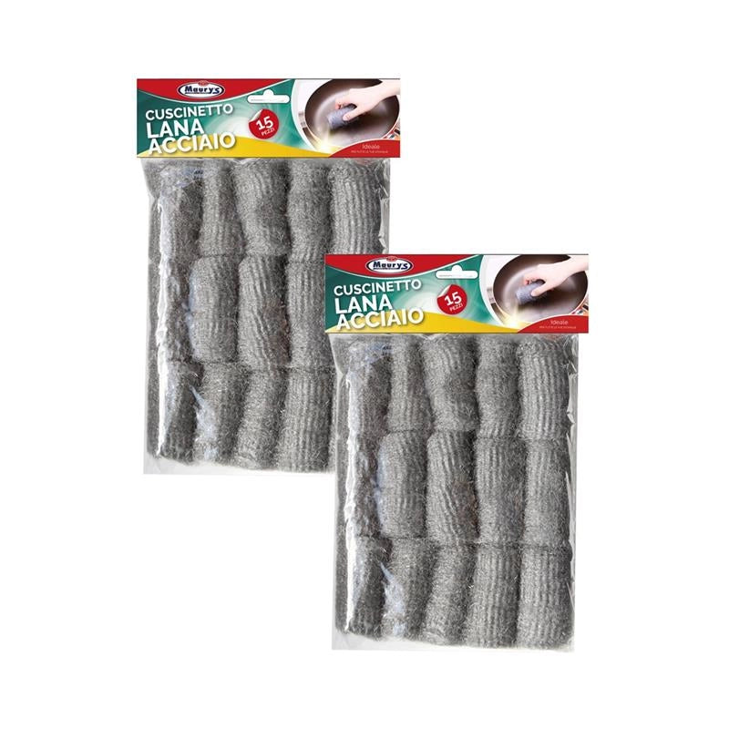 KIT SET 2 PZ MAURY'S CUSCINETTO LANA ACCIAIO IN SET DA 15 PEZZI
