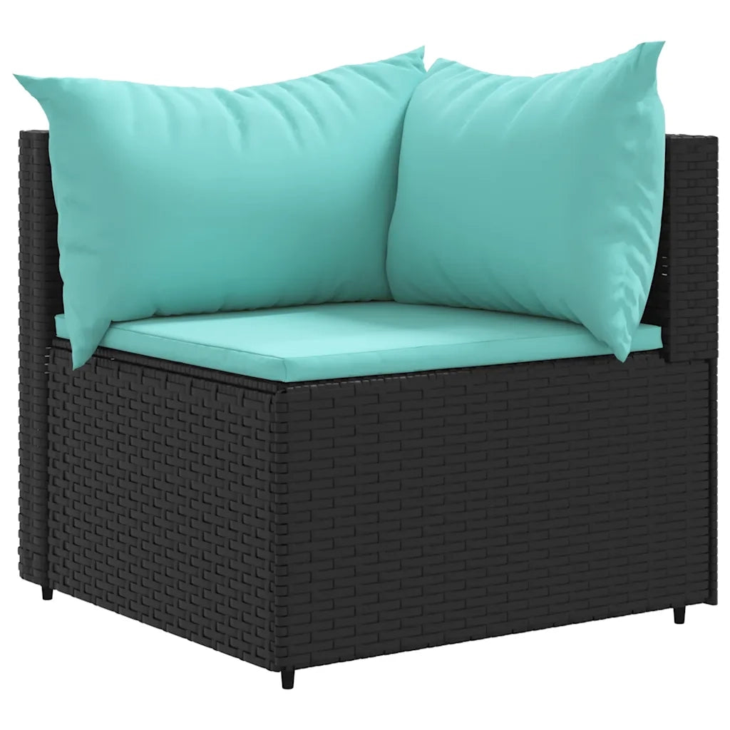 Set Salotto da Giardino con Cuscini 7pz Nero Polyrattan