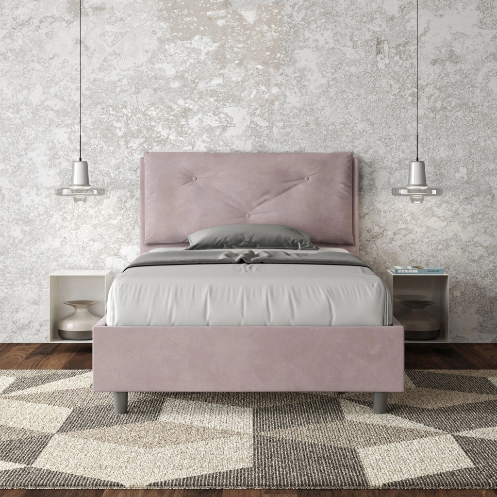 Letto 1 Piazza E Mezzo 110x210 cm Senza Rete Imbottito in Microfibra Appia Large Glicine