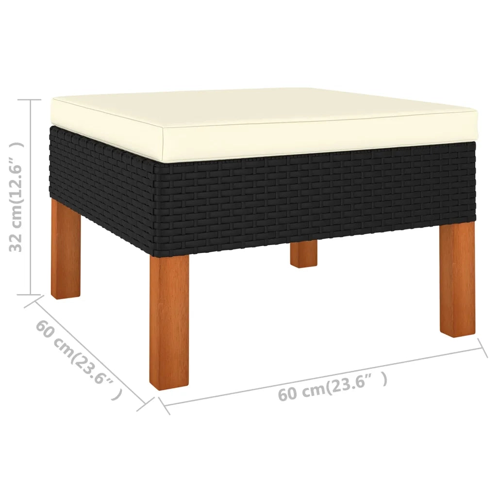 Set Divani da Giardino 6 pz con Cuscini in Polyrattan Nero 3059750