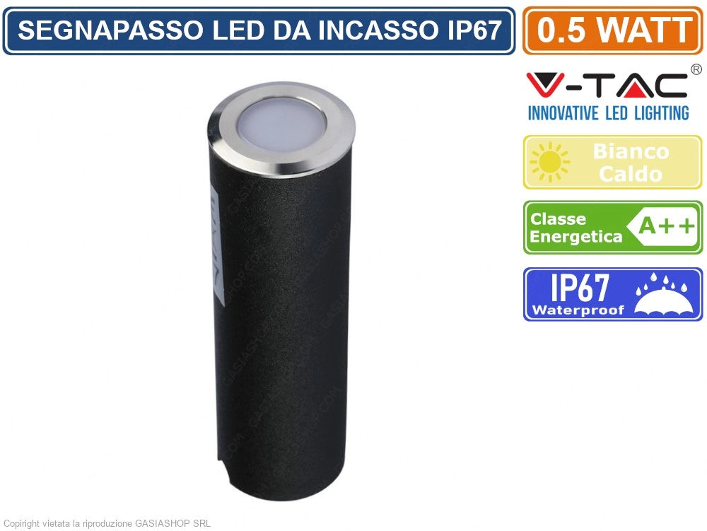 V-TAC VT-1141 PUNTO LUCE LED 0,5W SEGNAPASSO DA INTERRAMENTO IP67 - SKU 211463