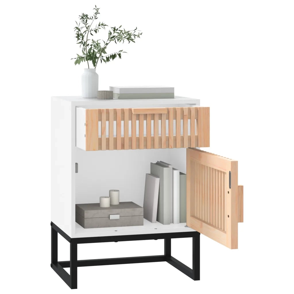 Comodino Bianco 40x30x55,5 cm Legno Multistrato e Ferro 352091