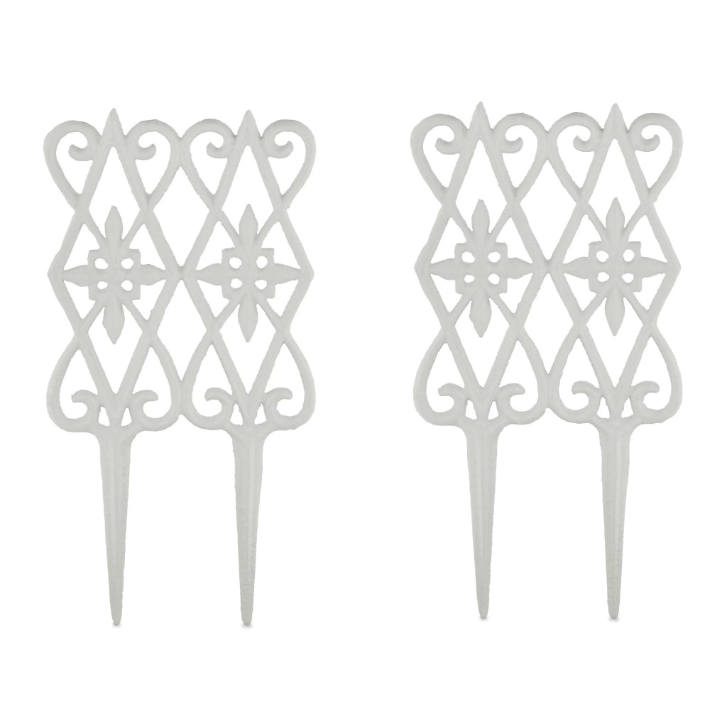 Set di 2 recinzioni da giardino decorative 22 x 35 cm in ghisa bianca 13_0011995