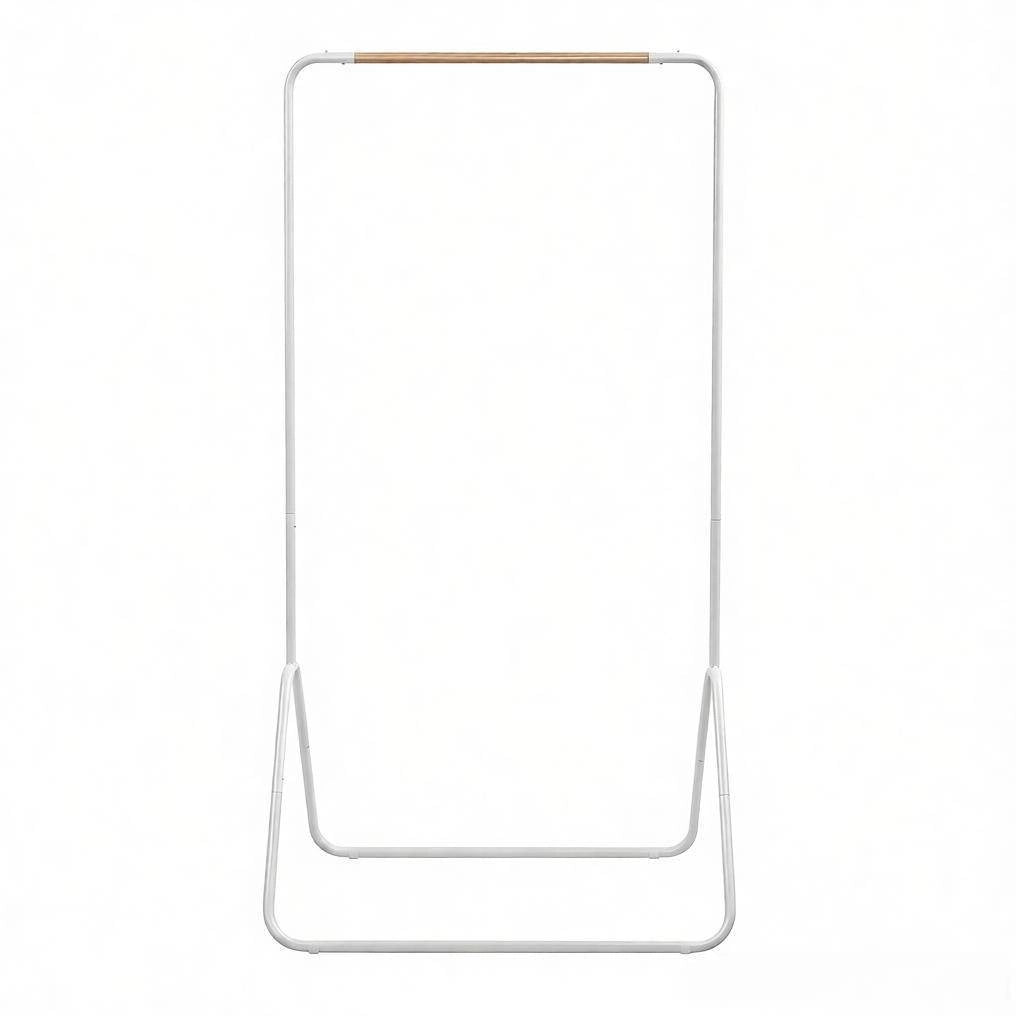 Appendiabiti in metallo e legno bianco 80x45x145 cm per ingresso e balcone