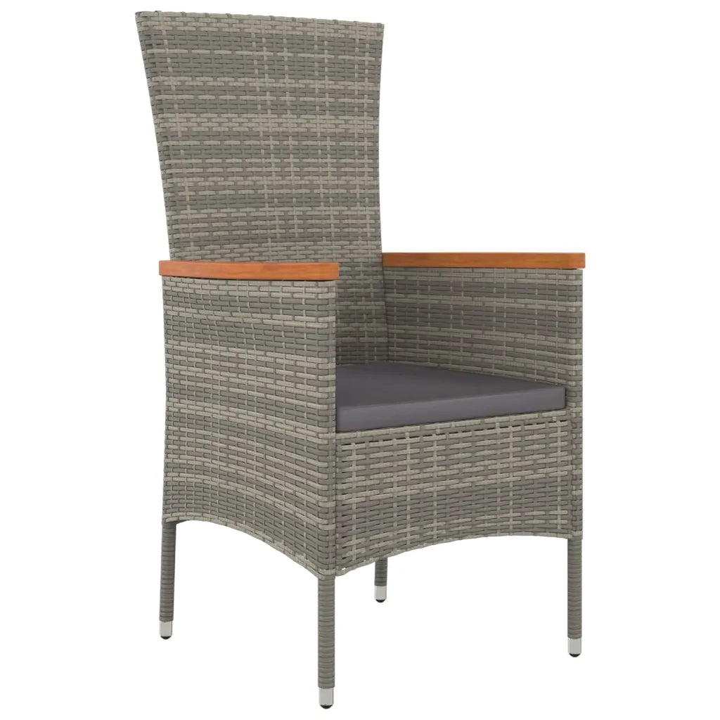 Set da Pranzo da Giardino 5 pz con Cuscini in Polyrattan Grigio 3157538