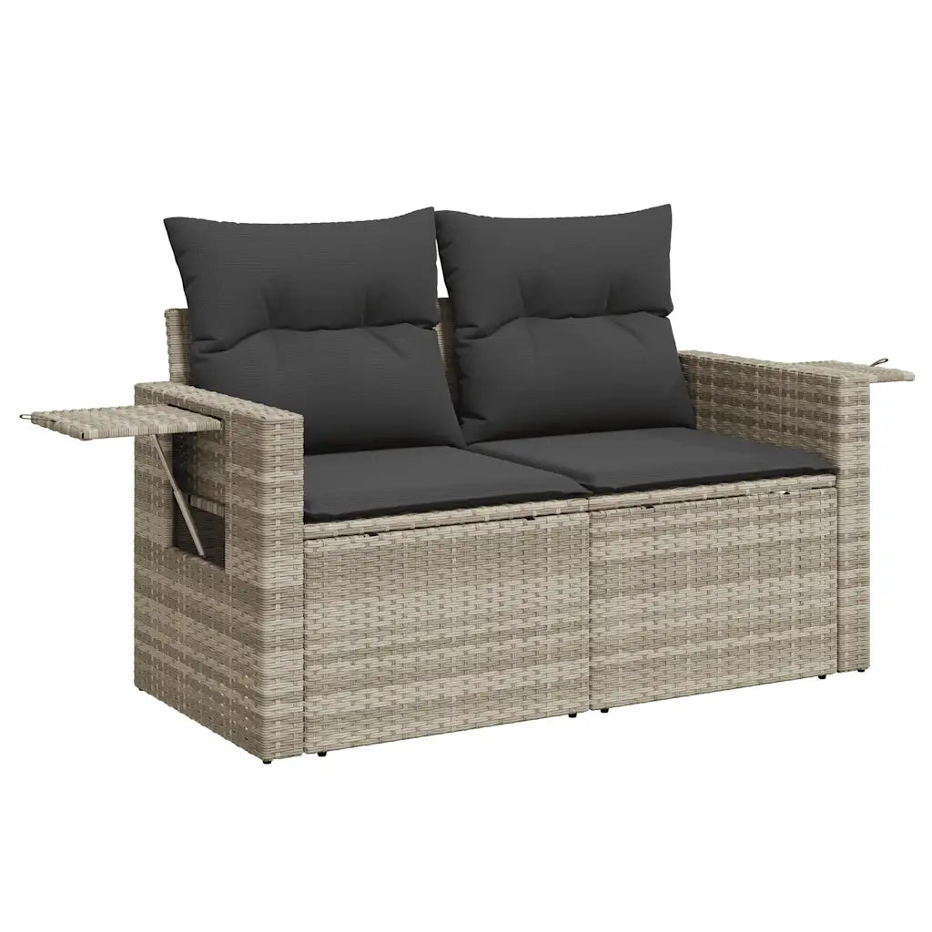 Set Divani da Giardino 7pz con Cuscini Grigio Chiaro Polyrattan 3325508