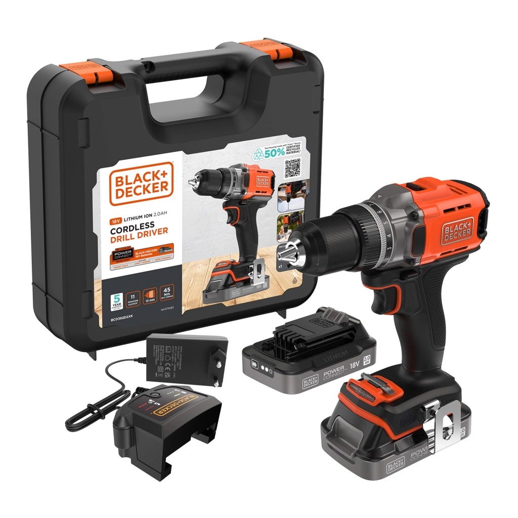 Trapano Avvitatore a Batteria BCD382D2XK Qw 18 V 2 Batterie 2 0 Ah