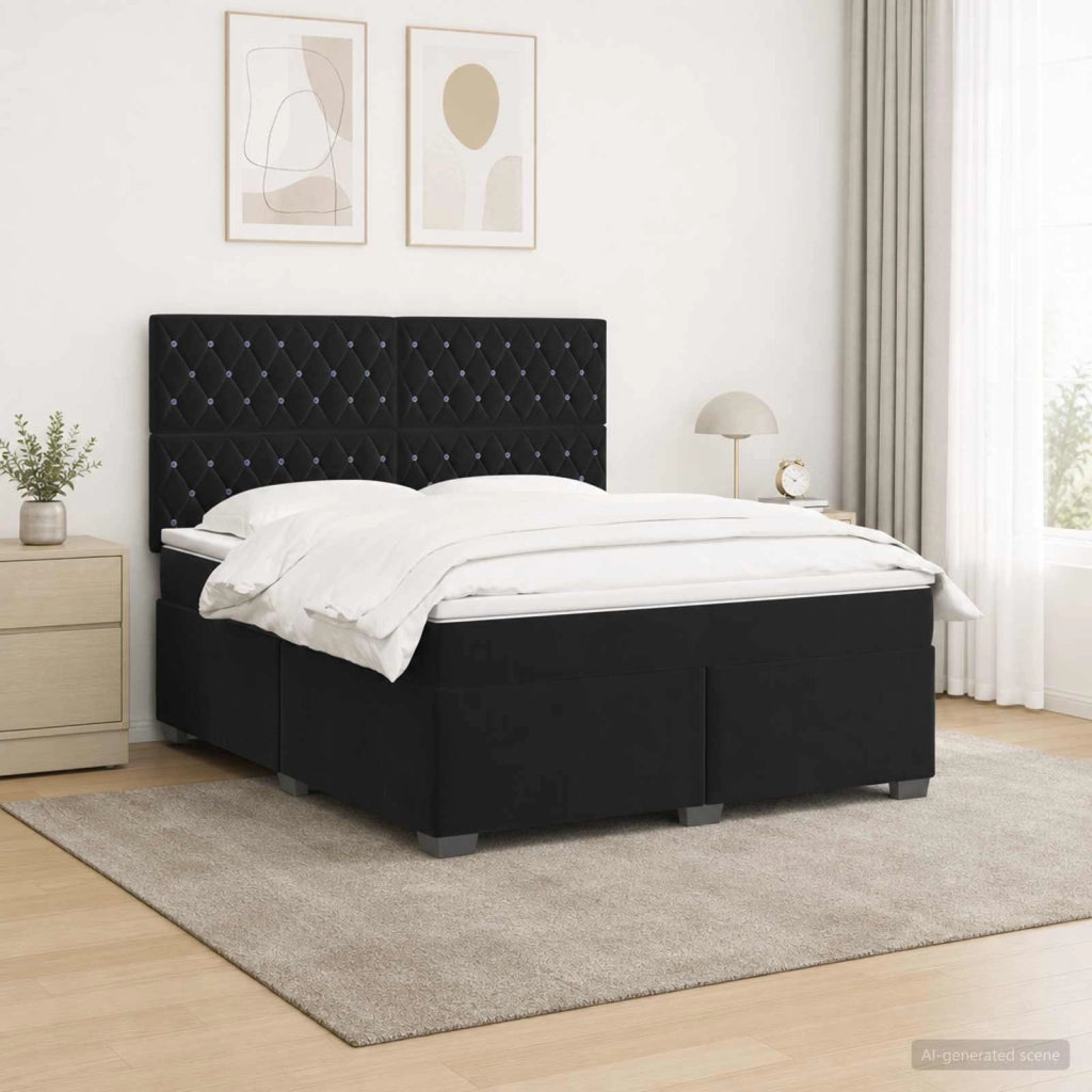 Letto box spring con materasso Nero 180 x 200 cm Velluto 3455152