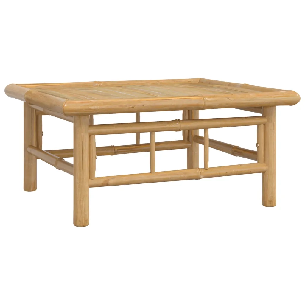 Set Salotto da Giardino 5pz con Cuscini Bianco Crema in Bambù 3155185