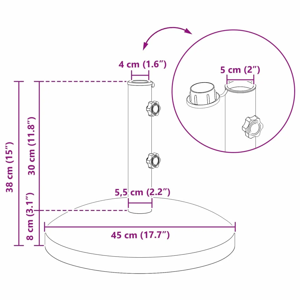 Base per parasole per palo da 40-50 mm 26.75 kg Nero 42034376