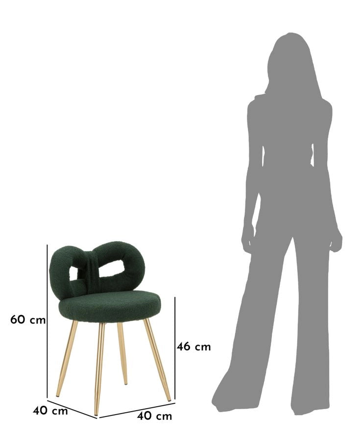Sedia Mini Ilary Verde Ø40x67 cm in MDF e Spugna e Ferro e Poliestere Verde e Oro