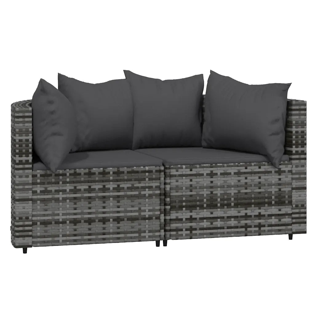 Divani Angolari da Giardino con Cuscini 2pz Polyrattan Grigio 319774