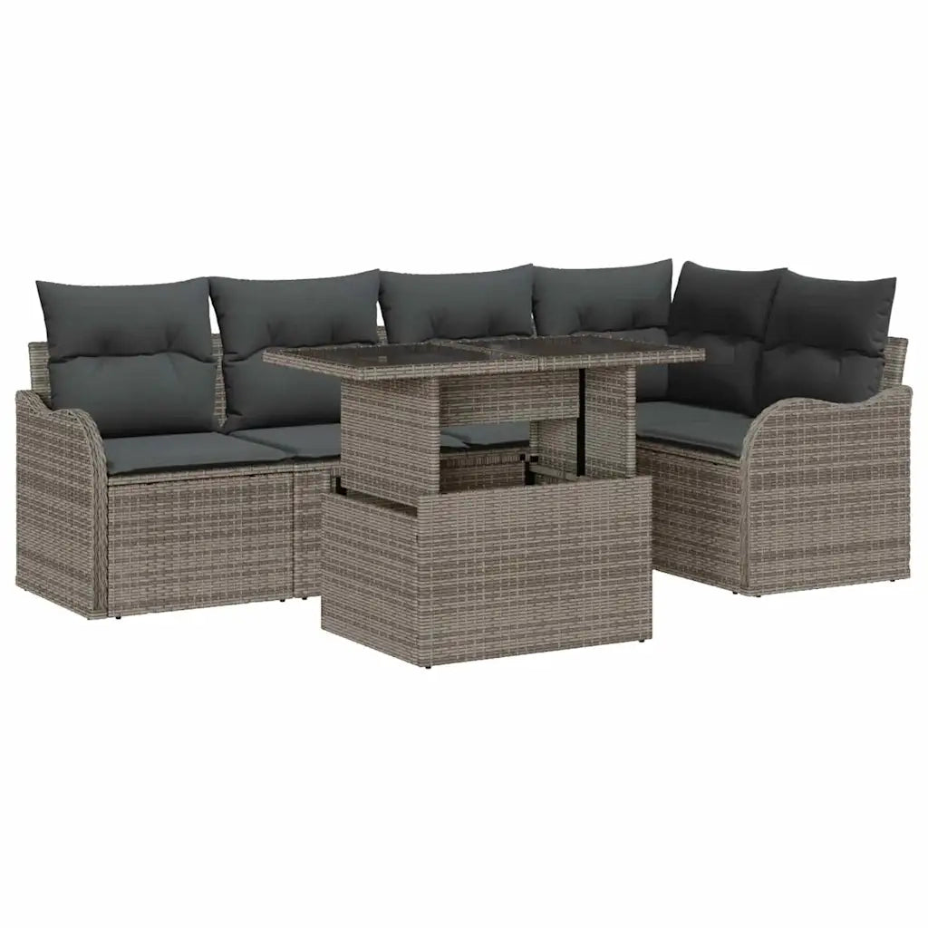 Set Divano da Giardino 6 pcs Grigio Rattan in Polipropilene 3357202