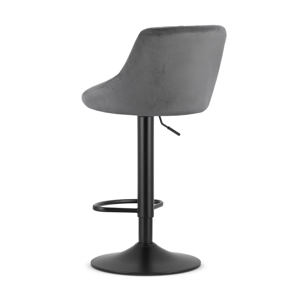 Sgabello da bar girevole OSKAR KAST velluto grigio con base nera