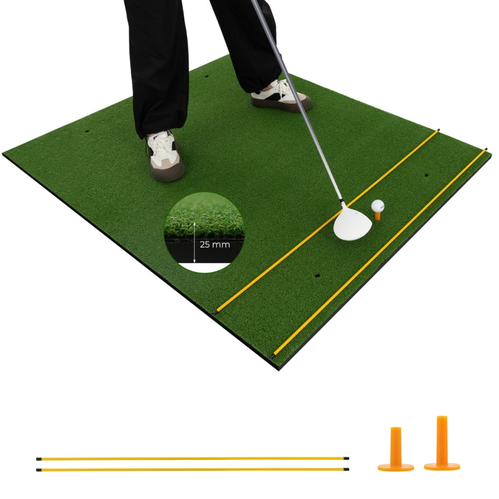 Tappeto golf con 2 punte da golf 2 aste di allineamento 6 fori preforati per le punte, Tappeto in erba sintetica 152x117x2,5cm
