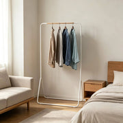 Appendiabiti in metallo e legno bianco 80x45x145 cm per ingresso e balcone