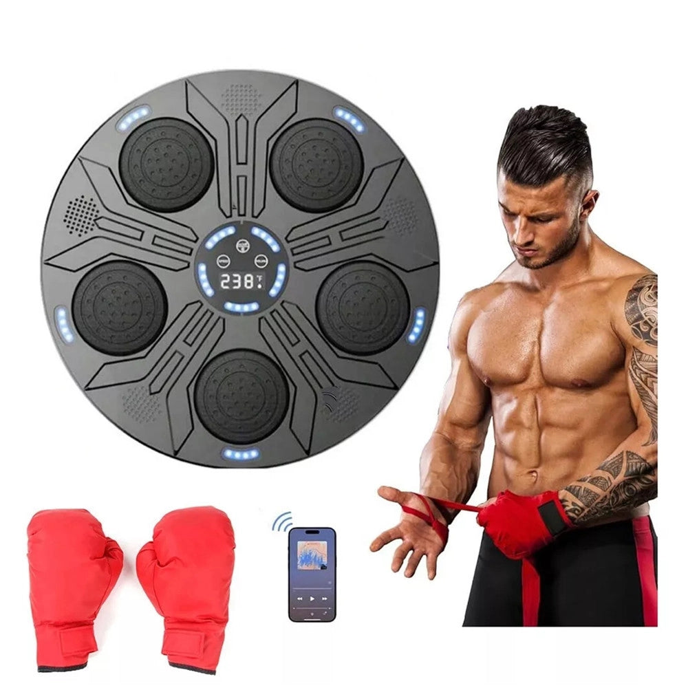 Trade Shop - Macchina Da Boxe Musicale Parete Bluetooth Luce Led Altoparlante Allenamento Casa -