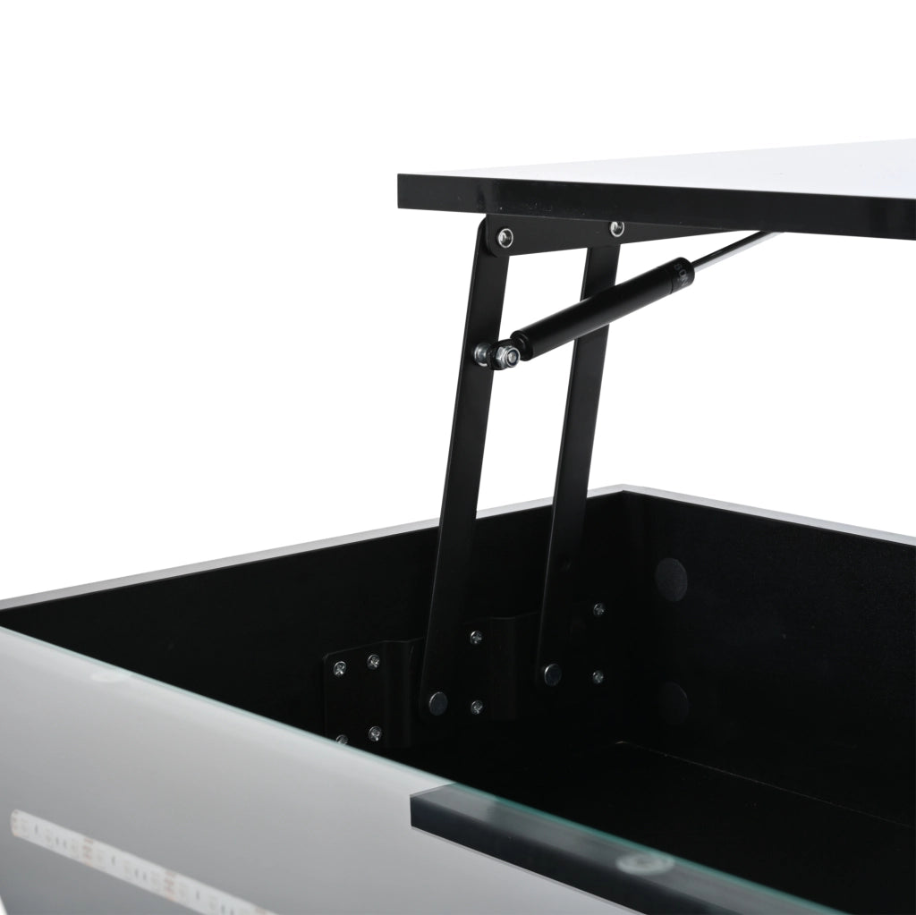 TAVOLINO da caffè 80x80x45 cm nero con LED e 2 cassetti