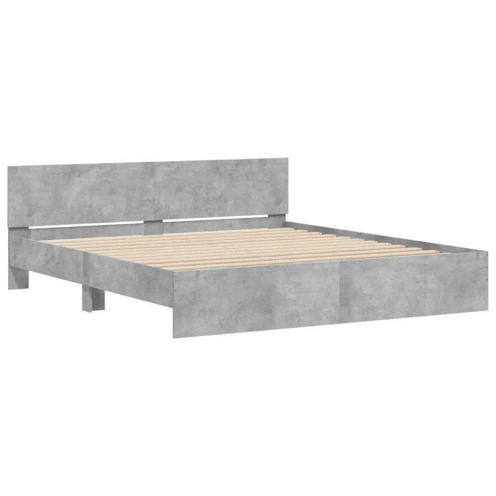 Giroletto con Testiera e LED Grigio Cemento 200x200 cm 3207584