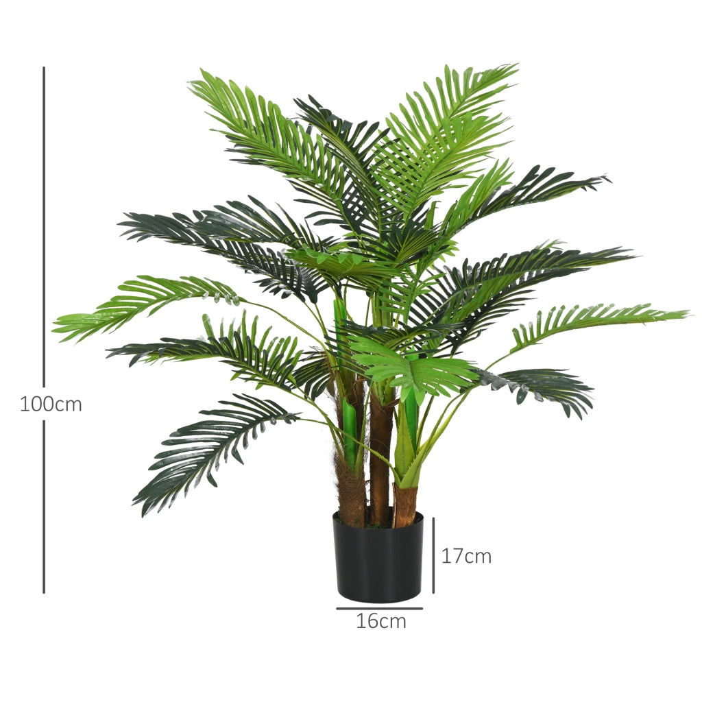 Palma artificiale con 5 fusti e rami modellabili in plastica verde per interni ed esterni