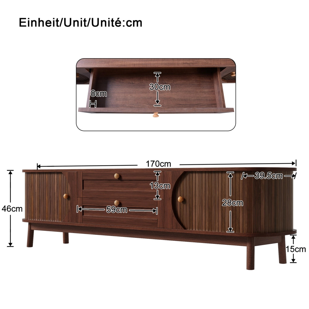 Mobile TV con porte e cassetti in MDF noce