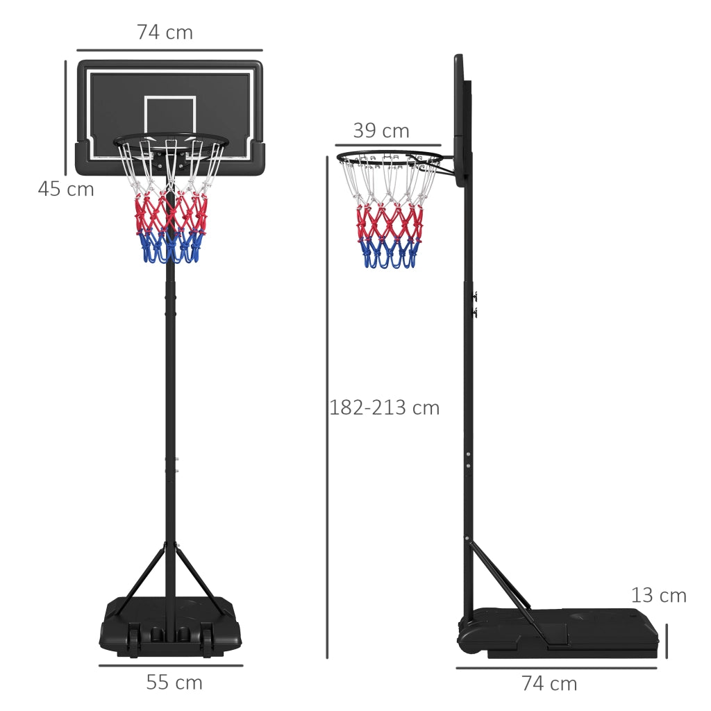 Canestro da Basket Regolabile ¨C Xylo ¨C Altezza 1,82-2,13m Mobile Nero