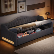 Letto imbottito - Xylo - 90x200cm LED con contenitore, grigio