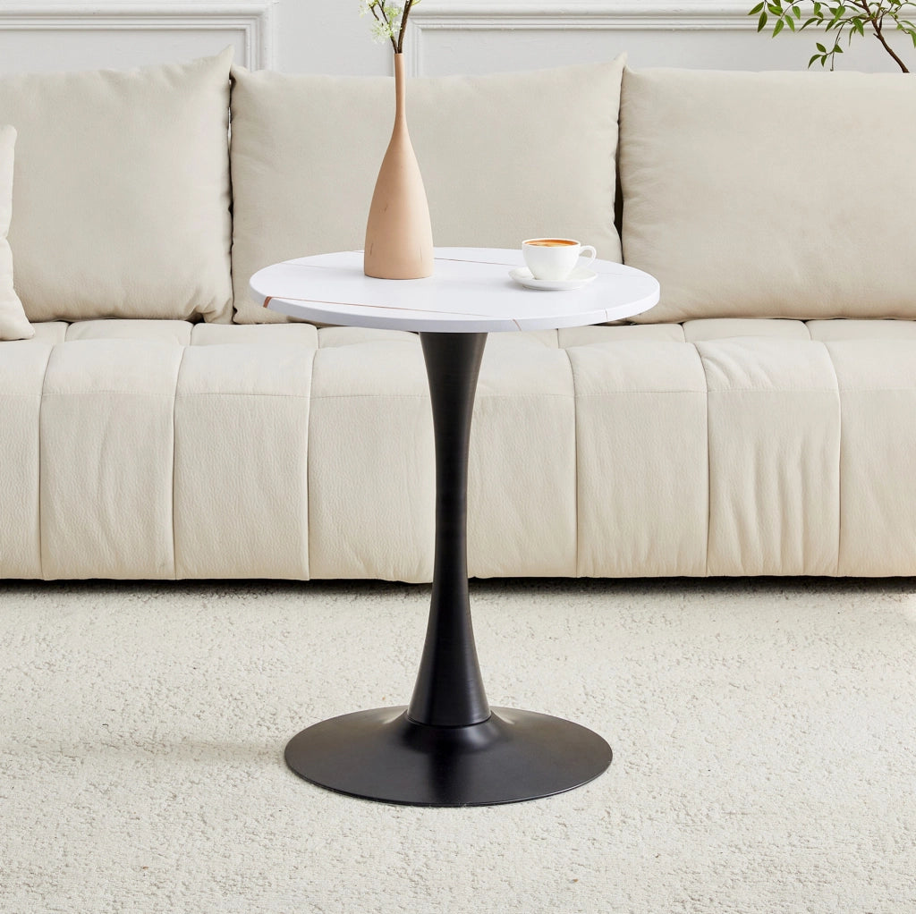 TAVOLO Rotondo 60 cm Mid-Century MDF Bianco e Nero