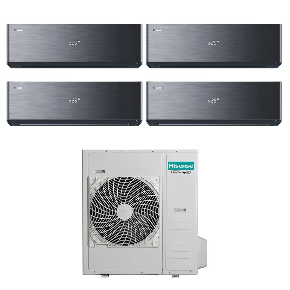 Condizionatore Hisense Quadri Split Inverter ENERGY PRO X BLACK 9+9+9+12 con 5AMW105U4RQC R-32 Wi-Fi Integrato