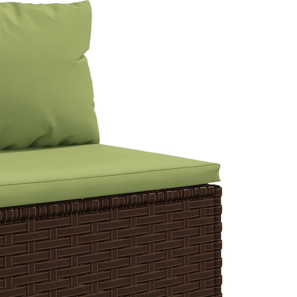 Set Divano da Giardino 4 pz con Cuscini Marrone in Polyrattan