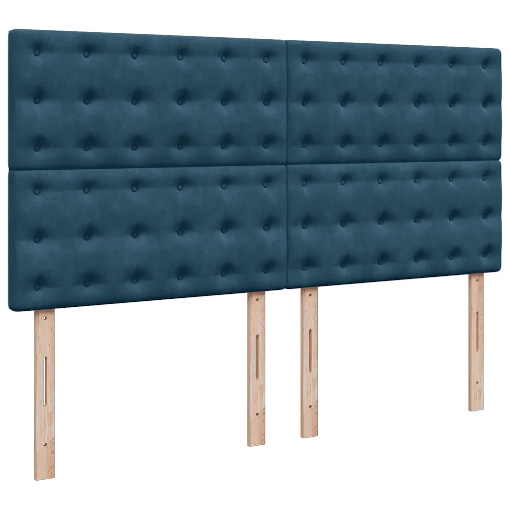 Pouf Letto con Materassi e LED Blu Scuro 200x200cm Velluto 3314490