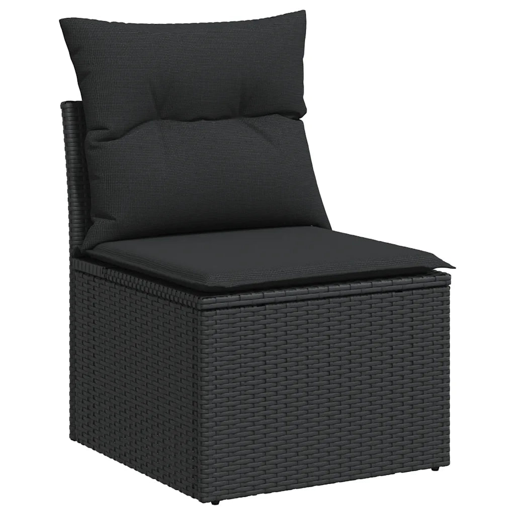 Set Divani da Giardino 9 pz con Cuscini Nero in Polyrattan 3266725
