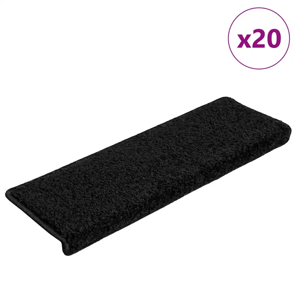 Tappetini per scale 20 pz 65x21x4 cm Nero Bordo rettangolare 3365852