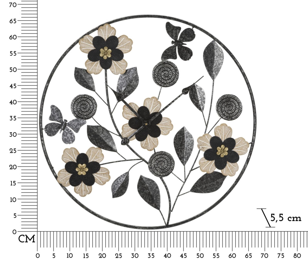 Orologio da Muro Divaker Ø5,5x67 cm in Ferro e MDF Marrone e Nero