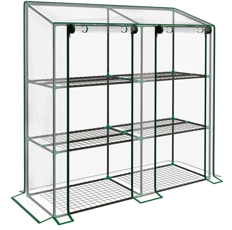 SERRE Mini a 3 livelli 143x46x141/151 cm in acciaio e PVC trasparente