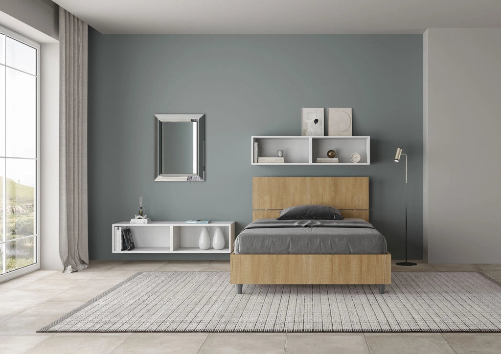 BS COM Letto una piazza e mezza senza rete 120x190 testata dritta quercia
