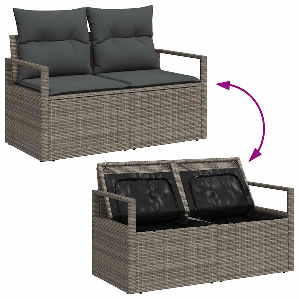 Set Divano da Giardino con cuscino 9 pcs Grigio Poly Rattan 3357522