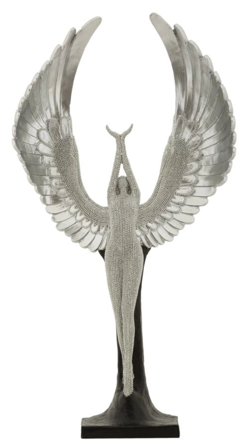 Statuetta Sparky 26x9x48 cm in Resina Argento e Nero