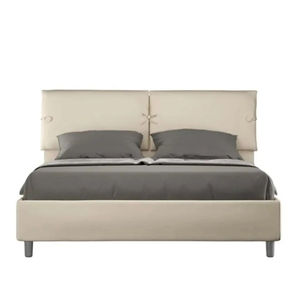 Letto matrimoniale con rete imbottito 160x190 similpelle tortora Sleeper