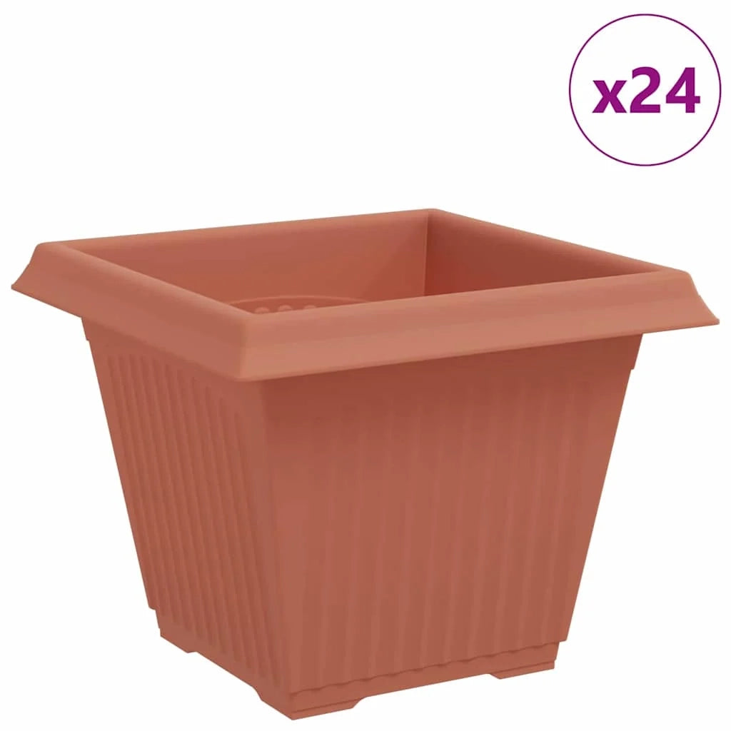 Set di 24 vasi da fiori quadrati 43 x 43 x 33,5 cm design minimalista versatile in plastica rosso mattone 02_0059372