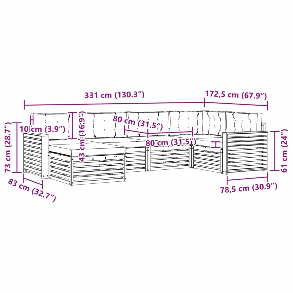 Set di divani da esterno 6 pz Bianco e Antracite Poliestere 3390772