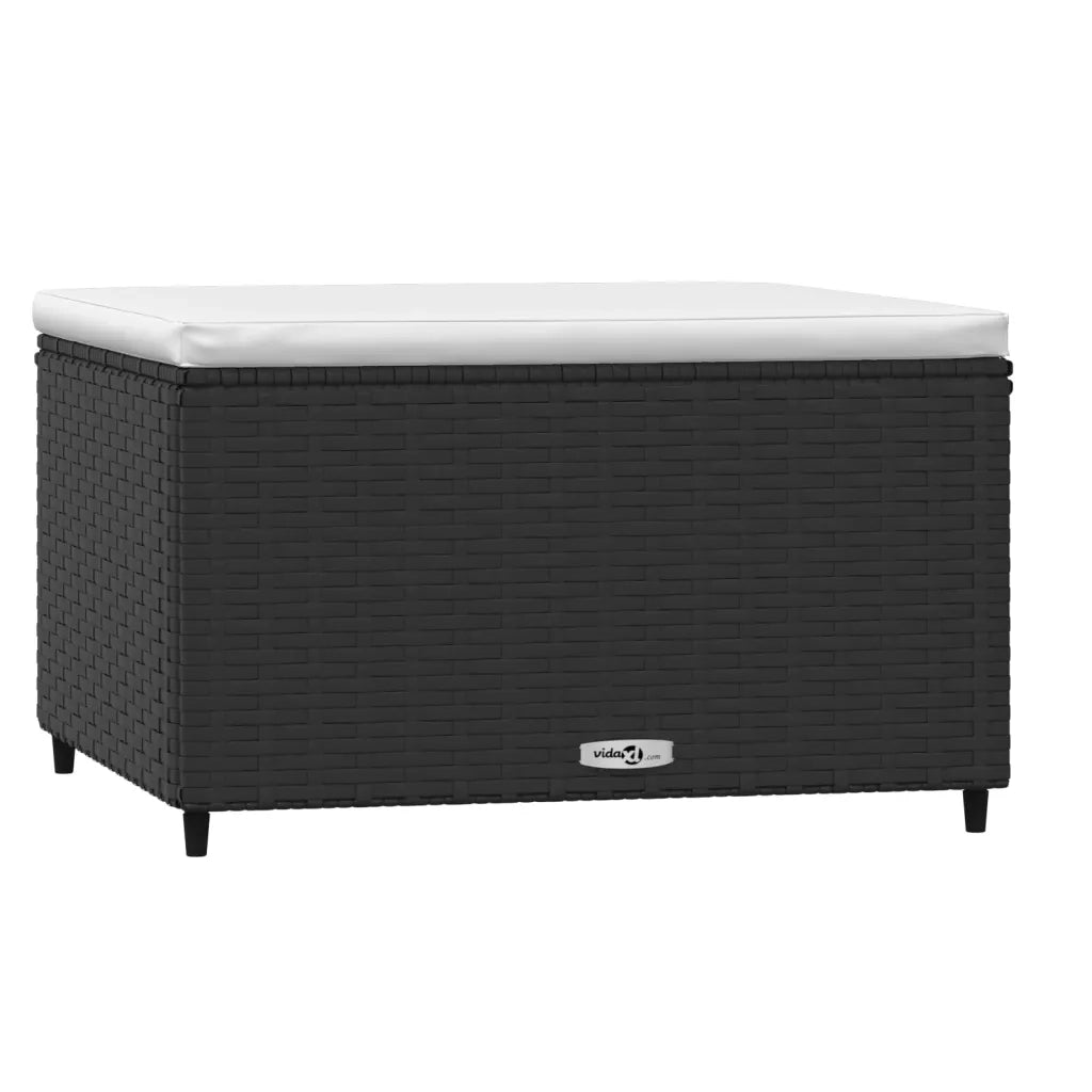 Poggiapiedi da Giardino con Cuscini in Polyrattan Nero 319741