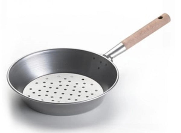 Padella arrostitore per castagne Ø26 cm in lamiera con manico in legno caldarrostiera conica