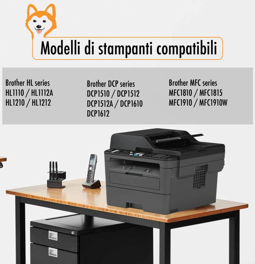 2 Toner Brother TN1050 Compatibili AkitaINK Nero