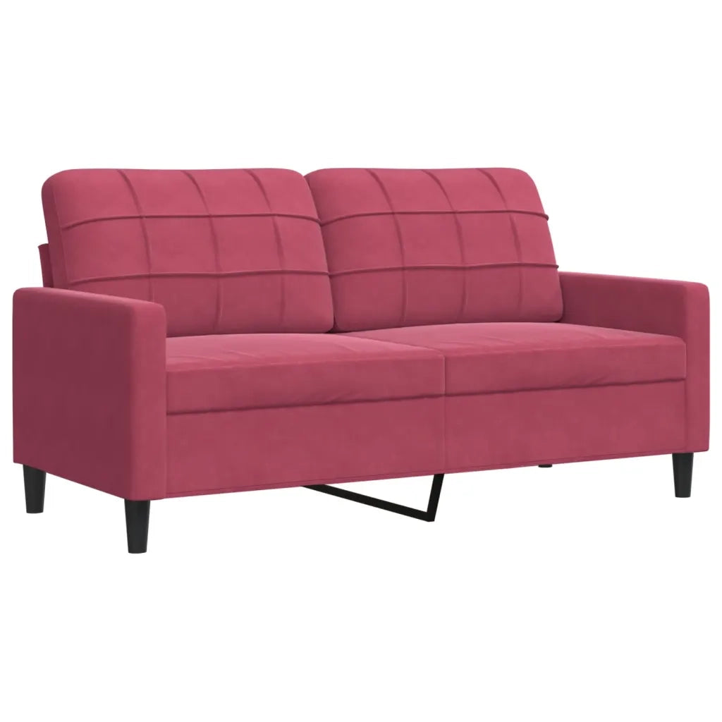 Set di Divani 2 pz con Cuscini e Rinforzi Rosso Vino in Velluto 3278495