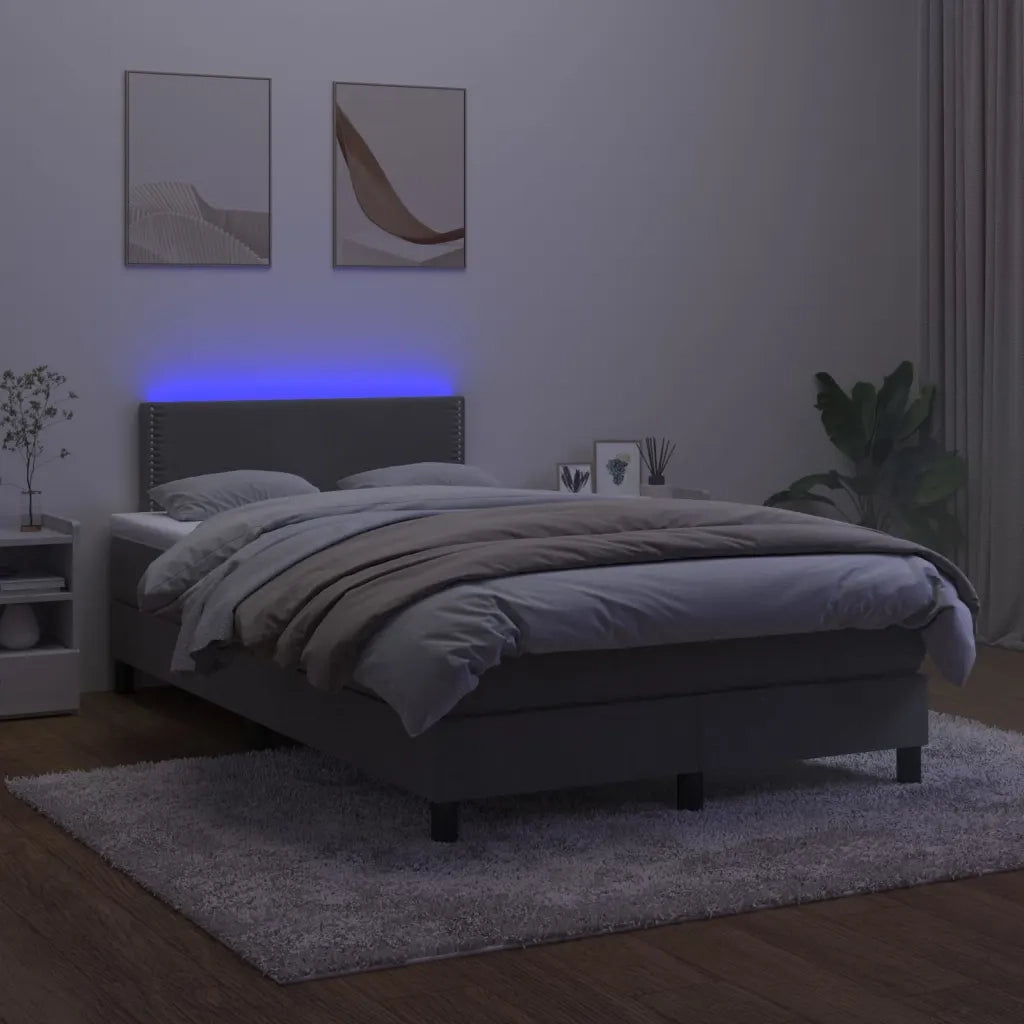 Letto a Molle con Materasso e LED Grigio Scuro 120x200 cm 3134334
