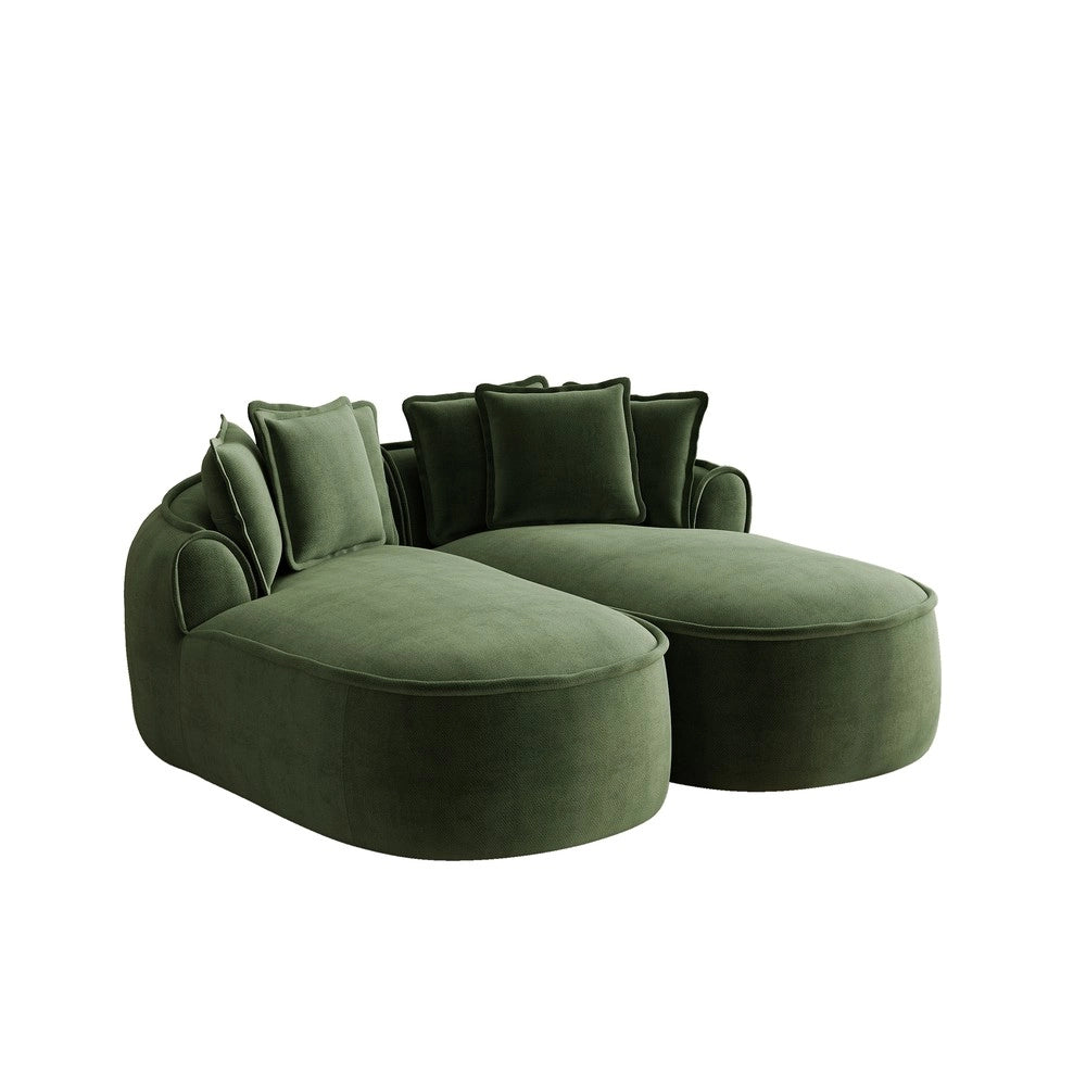 Divano Chaise Longue Doppio in Chenille con Cuscini ¨C Xylo ¨C Verde