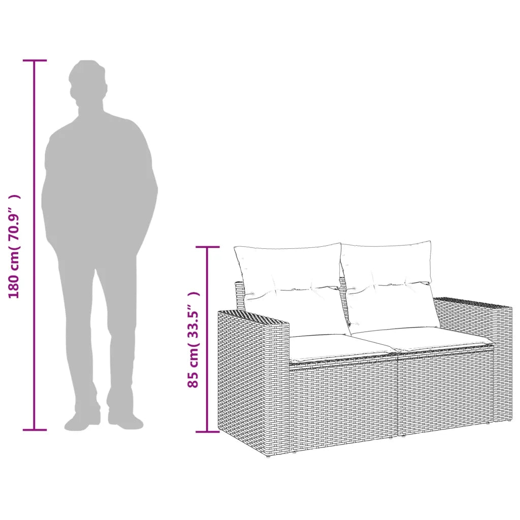 Divano da Giardino con Cuscini 2 Posti-Sofa da giardino nero in polyrattan 984280