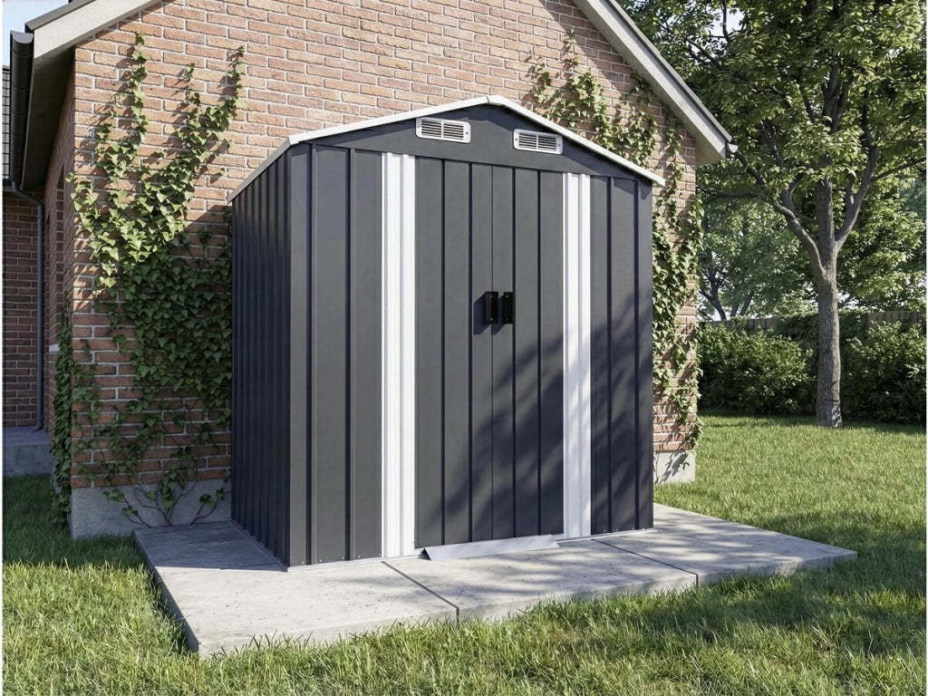 Casetta da giardino in metallo con porta scorrevole "Boston" - 2,17 m² - Grigio